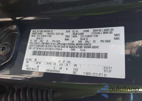 2016 Ford F-150 Xlt z USA, uszkodzony, nr VIN 1FTEW1CG7GFC17913